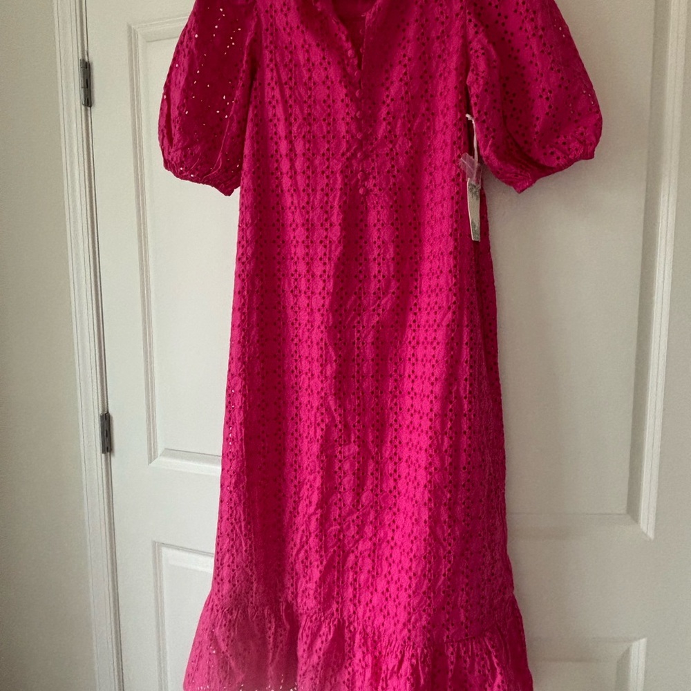Vibrant Pink Eyelet Dress